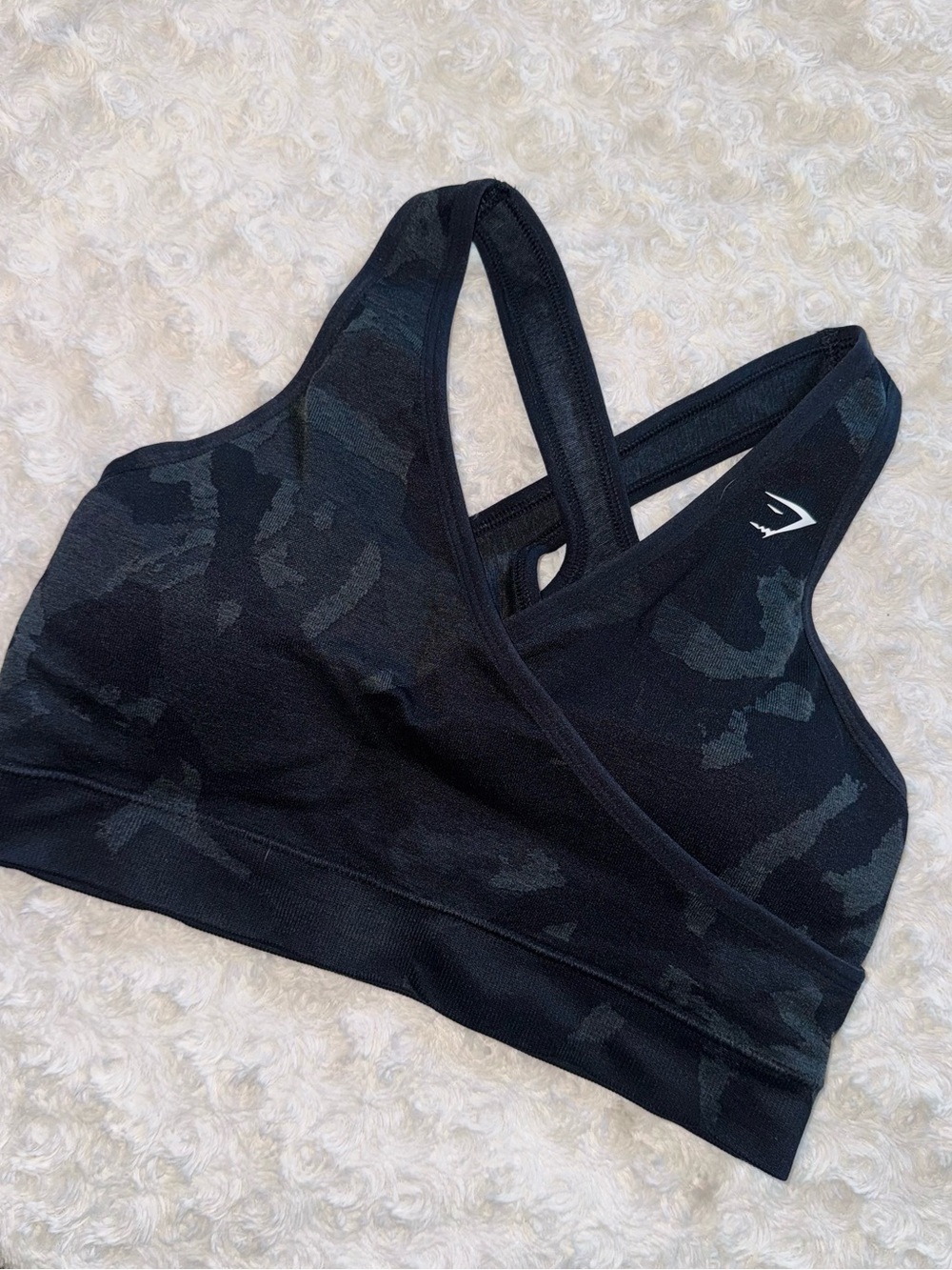 Gymshark Black Camo Seamless Sports Bra - Size L